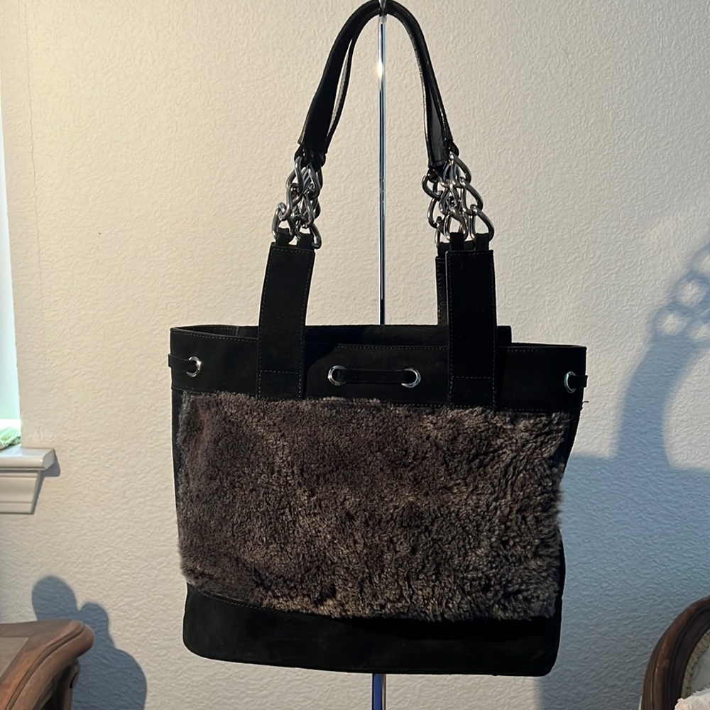 Stuart Weitzman  small tote purse Leather, Suede and faux fur new